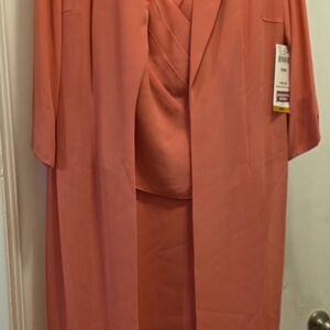 Elegant Coral Dress and Jacket Set